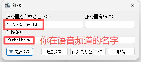TS3 连接服务器对话框